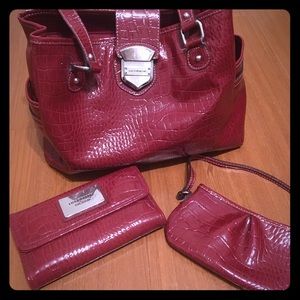 Liz Claiborne Red Handbag with wallets